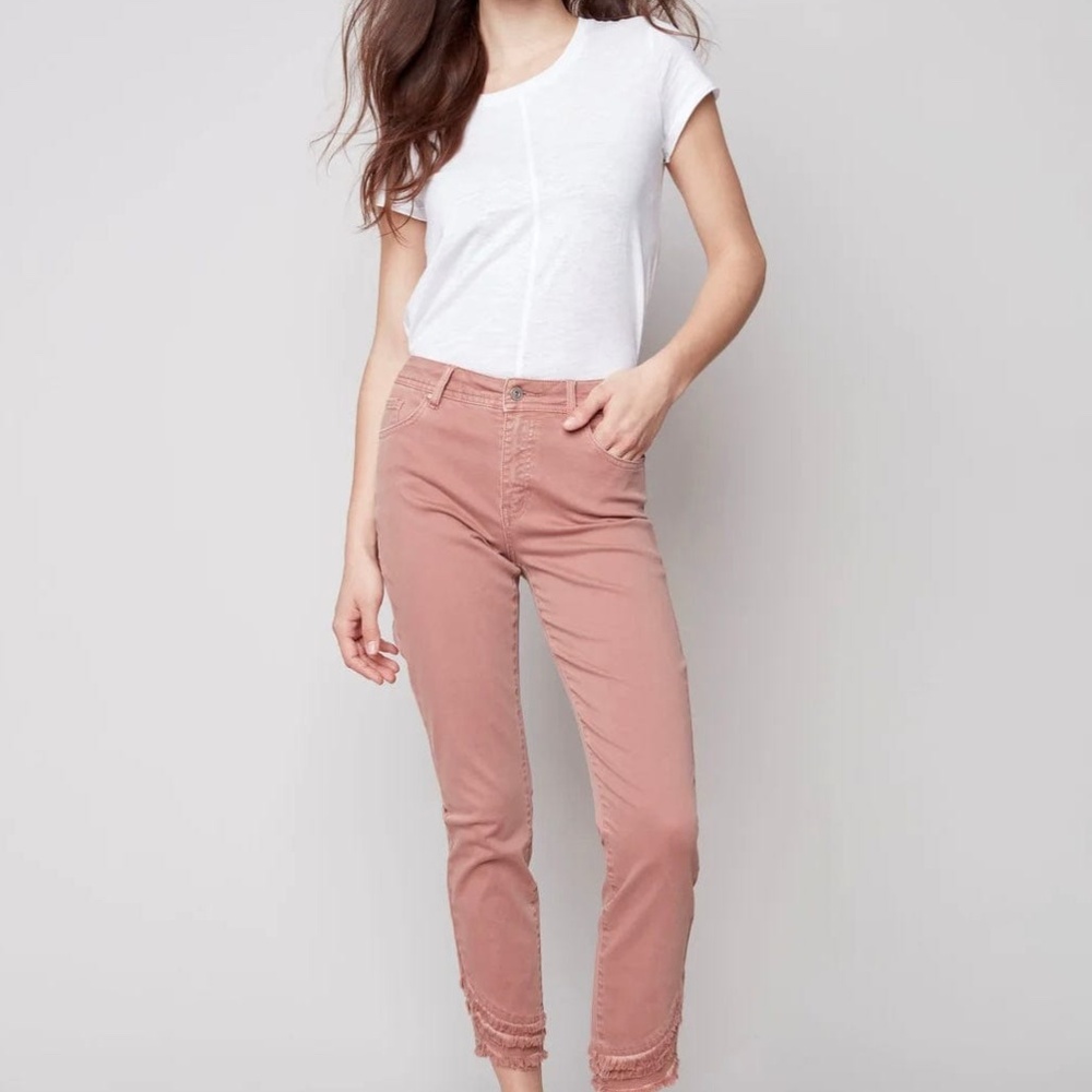 Charlie B Denim Triple Frayed Hem Women’s Jeans in Nougat Size 10